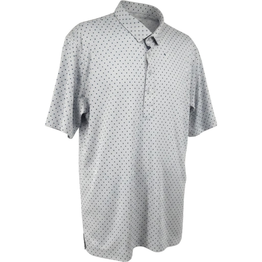 Collars & Co Men 2XL Relaxed Dress Collar Polo White Blue Geometric Stretch